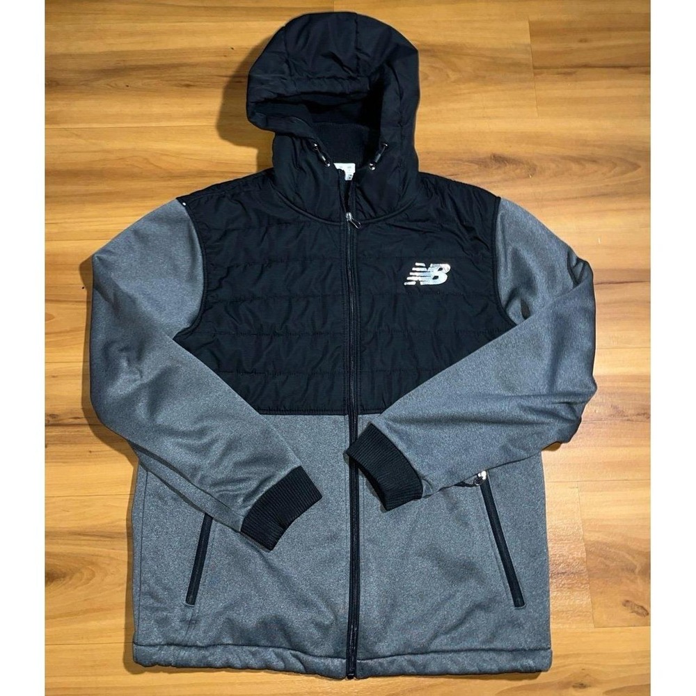 Mens New Balance Hybrid Quilted Fleece Lined Softshell Hooded Jacket
